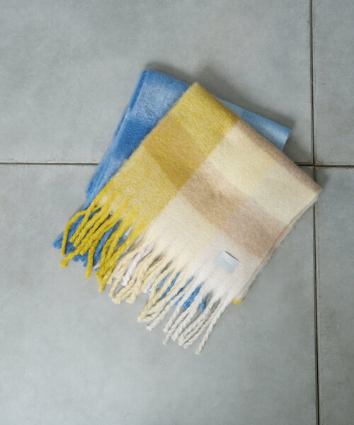 Actually（アクチュアリー）の「ブークレブロックチェックストール（ストール/ショール・レディース・ブルー/イエロー・フリー）」の15枚目の写真