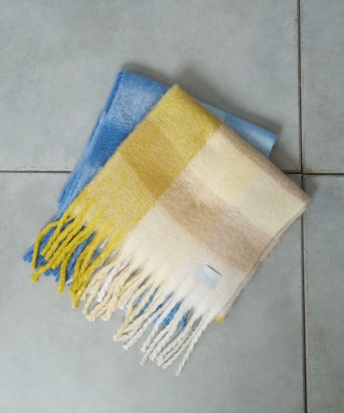 Actually（アクチュアリー）の「ブークレブロックチェックストール（ストール/ショール・レディース・ブルー/イエロー・フリー）」の3枚目の写真
