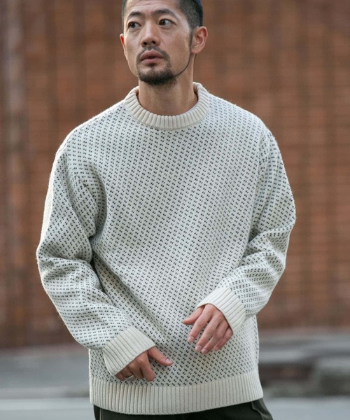 URBAN RESEARCH ROSSO MEN（アーバンリサーチロッソメン）の「『XLサイズあり』バーズアイ柄クルーネックニット（ニット/セーター・メンズ・グレー/カーキ/アイボリー/ネイビー/ブラック・SMALL/MEDIUM/LARGE/X-LARGE）」の8枚目の写真