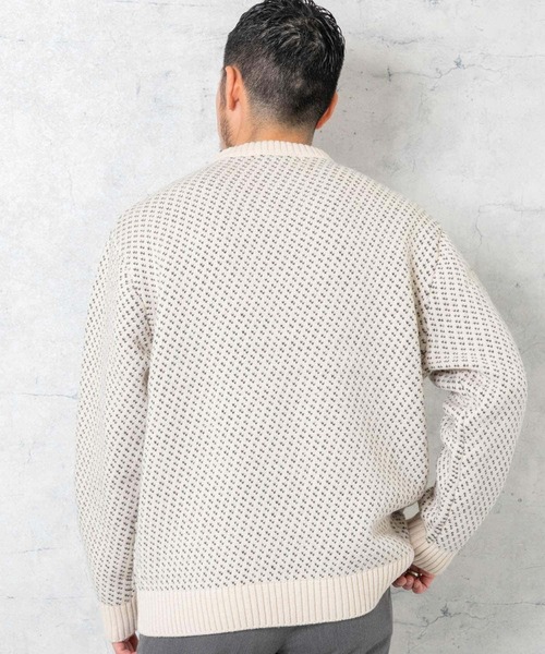 URBAN RESEARCH ROSSO MEN（アーバンリサーチロッソメン）の「『XLサイズあり』バーズアイ柄クルーネックニット（ニット/セーター・メンズ・グレー/カーキ/アイボリー/ネイビー/ブラック・SMALL/MEDIUM/LARGE/X-LARGE）」の14枚目の写真