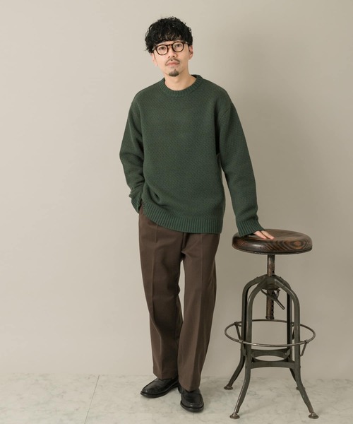 セール】『XLサイズあり』バーズアイ柄クルーネックニット（ニット