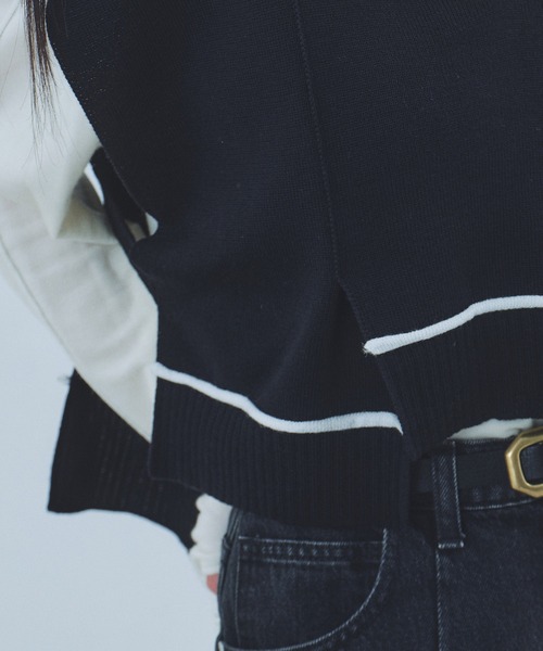 UNITED TOKYO(ユナイテッドトウキョウ)の「バックロングラインニットベスト|レイヤード/春服(ベスト・レディース・ブルー/ブラック/ブラウン・FREE)」の11枚目の写真