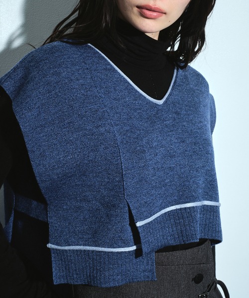 UNITED TOKYO(ユナイテッドトウキョウ)の「バックロングラインニットベスト|レイヤード/春服(ベスト・レディース・ブルー/ブラック/ブラウン・FREE)」の18枚目の写真