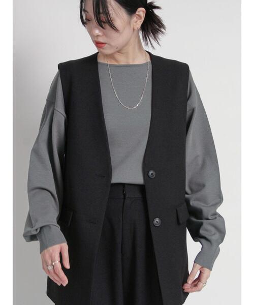 sm2rhythm（サマンサモスモスリズム）の「ウールライクジレ(セットアップ可)（ベスト・レディース・ベージュ/グレー/ブラック・F）」の2枚目の写真