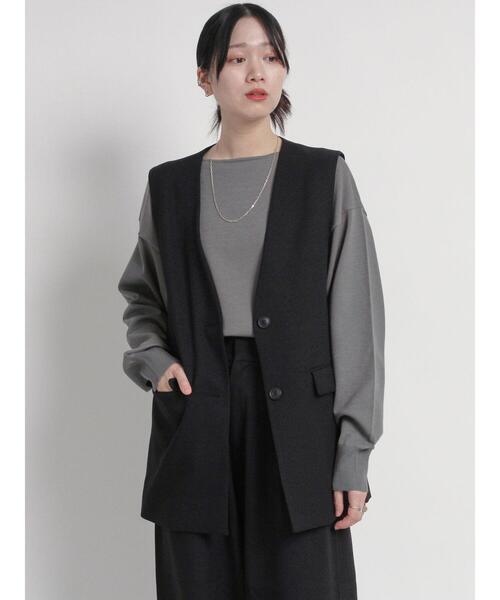 sm2rhythm（サマンサモスモスリズム）の「ウールライクジレ(セットアップ可)（ベスト・レディース・ベージュ/グレー/ブラック・F）」の7枚目の写真