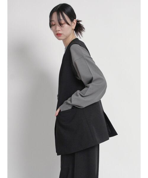 sm2rhythm（サマンサモスモスリズム）の「ウールライクジレ(セットアップ可)（ベスト・レディース・ベージュ/グレー/ブラック・F）」の8枚目の写真