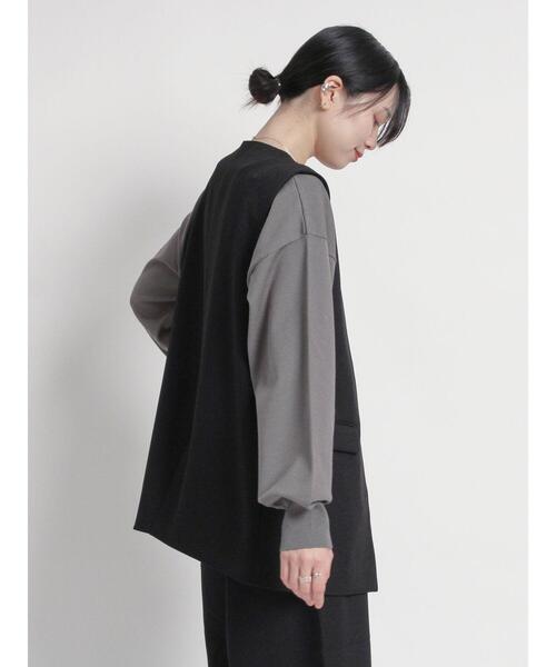 sm2rhythm（サマンサモスモスリズム）の「ウールライクジレ(セットアップ可)（ベスト・レディース・ベージュ/グレー/ブラック・F）」の10枚目の写真