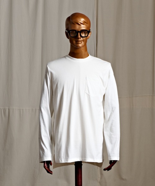 Coffee & Cigarettes（コーヒーアンドシガレッツ）の「3-10B7 天竺ポケット付ロンＴ 長袖Tシャツ ロングTシャツ（Tシャツ/カットソー・メンズ・ブラック/ホワイト/カーキ・M/L/XL）」の2枚目の写真