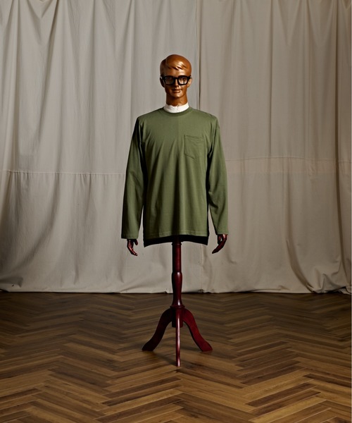 Coffee & Cigarettes（コーヒーアンドシガレッツ）の「3-10B7 天竺ポケット付ロンＴ 長袖Tシャツ ロングTシャツ（Tシャツ/カットソー・メンズ・ブラック/ホワイト/カーキ・M/L/XL）」の5枚目の写真