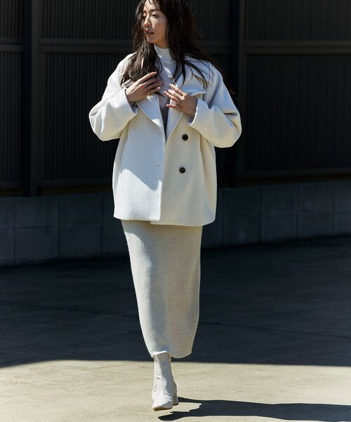 極美品　マークアンドロナ　近年　セットアップ　ジャケット　スカート　ジャージ セール】ミドルゲージナロースカート／セットアップ対応【洗濯機洗い可