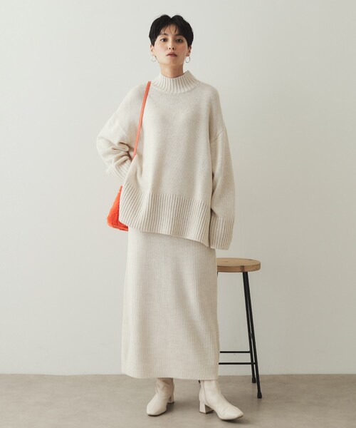 OPAQUE.CLIP（オペークドットクリップ）の「◆ミドルゲージナロースカート／セットアップ対応【洗濯機洗い可】（スカート・レディース・オフホワイト/ブラック/イエロー・36/38/40/42）」の7枚目の写真