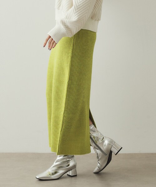 OPAQUE.CLIP（オペークドットクリップ）の「◆ミドルゲージナロースカート／セットアップ対応【洗濯機洗い可】（スカート・レディース・オフホワイト/ブラック/イエロー・36/38/40/42）」の14枚目の写真