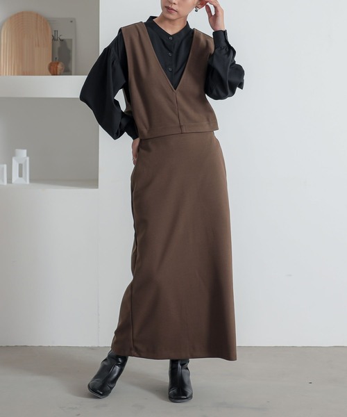 n'OrLABEL（ノアールレーベル）の「『3wayフラノカットソージャンスカ』（ジャンパースカート・レディース・ベージュ/カーキ/チャコール・1/2）」の3枚目の写真