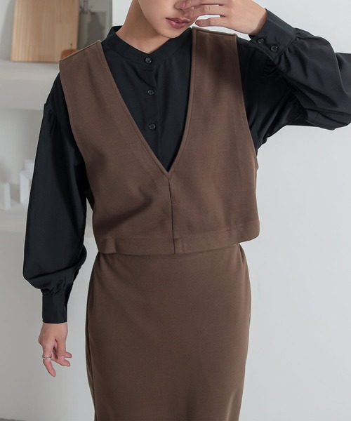 n'OrLABEL（ノアールレーベル）の「『3wayフラノカットソージャンスカ』（ジャンパースカート・レディース・ベージュ/カーキ/チャコール・1/2）」の8枚目の写真