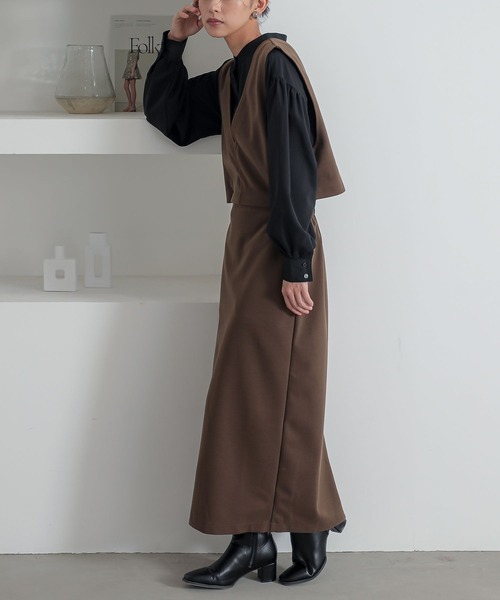 n'OrLABEL（ノアールレーベル）の「『3wayフラノカットソージャンスカ』（ジャンパースカート・レディース・ベージュ/カーキ/チャコール・1/2）」の12枚目の写真