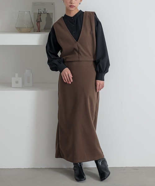 n'OrLABEL（ノアールレーベル）の「『3wayフラノカットソージャンスカ』（ジャンパースカート・レディース・ベージュ/カーキ/チャコール・1/2）」の10枚目の写真