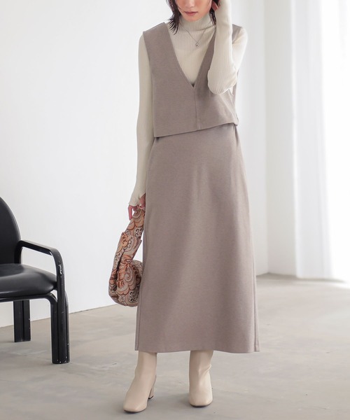 n'OrLABEL（ノアールレーベル）の「『3wayフラノカットソージャンスカ』（ジャンパースカート・レディース・ベージュ/カーキ/チャコール・1/2）」の7枚目の写真