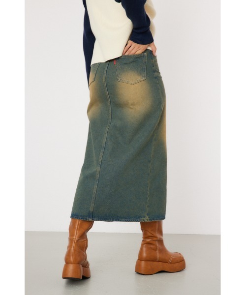 RODEO CROWNS WIDE BOWL（ロデオクラウンズワイドボウル）の「フロントスリットデニムスカート（デニムスカート・レディース・ブラック/ブルー・SMALL/MEDIUM）」の4枚目の写真