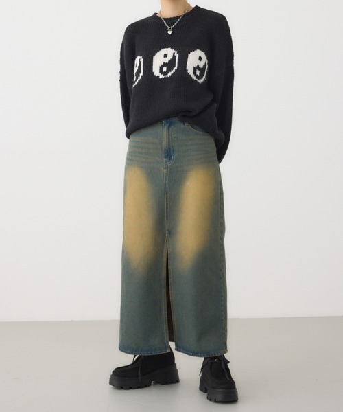 RODEO CROWNS WIDE BOWL（ロデオクラウンズワイドボウル）の「フロントスリットデニムスカート（デニムスカート・レディース・ブラック/ブルー・SMALL/MEDIUM）」の16枚目の写真