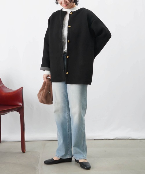 LUCA/LADY LUCK LUCA(ルカ/レディラックルカ)の「LC/LLL Wフェイスニットカーディガン(カーディガン/ボレロ・レディース・ブラック/キャメル・FREE)」の12枚目の写真