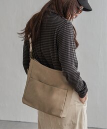 エコスエードフラップジップショルダーバッグ