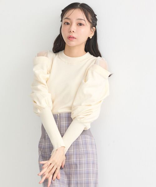 セール】袖シアードレーププルオーバー（ニット/セーター）｜earth  