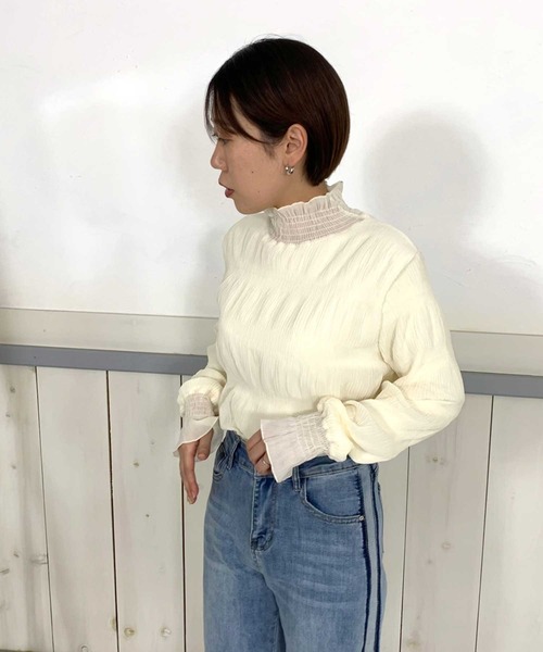 CRB（シーアールビー）の「裏起毛シャーリングロンT（Tシャツ/カットソー・レディース・ブラック/オフホワイト/ベージュ・F）」の6枚目の写真