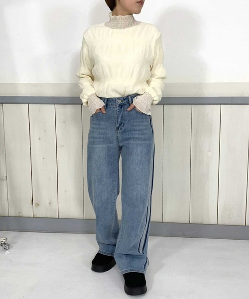 CRB（シーアールビー）の「裏起毛シャーリングロンT（Tシャツ/カットソー・レディース・ブラック/オフホワイト/ベージュ・F）」の9枚目の写真