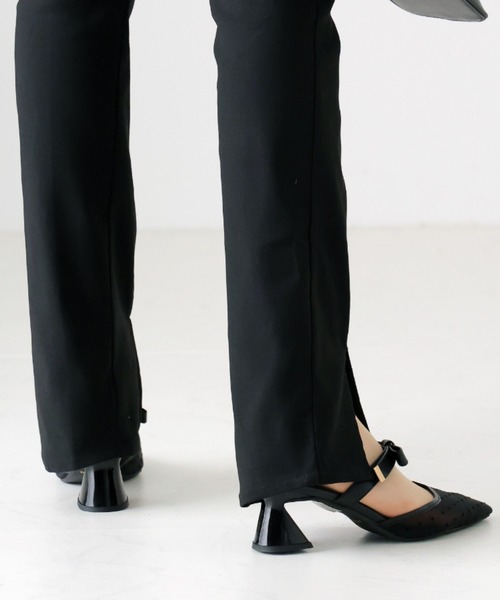 VIVIAN（ヴィヴィアン）の「ポインテッドトゥリボンストラップミュールパンプス　結婚式 二次会 パーティー フォーマル オケージョン（パンプス・レディース・クリアブラック/ブラック系その他2/ホワイト系その他5/ミント・M/L/LL/S）」の18枚目の写真