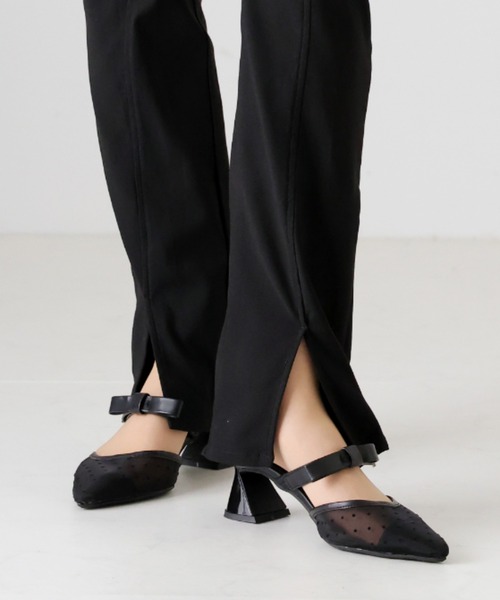 VIVIAN（ヴィヴィアン）の「ポインテッドトゥリボンストラップミュールパンプス　結婚式 二次会 パーティー フォーマル オケージョン（パンプス・レディース・クリアブラック/ブラック系その他2/ホワイト系その他5/ミント・M/L/LL/S）」の15枚目の写真