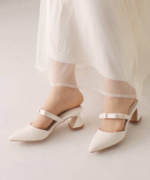 VIVIAN（ヴィヴィアン）の「ポインテッドトゥリボンストラップミュールパンプス　結婚式 二次会 パーティー フォーマル オケージョン（パンプス・レディース・クリアブラック/ブラック系その他2/ホワイト系その他5/ミント・M/L/LL/S）」の7枚目の写真