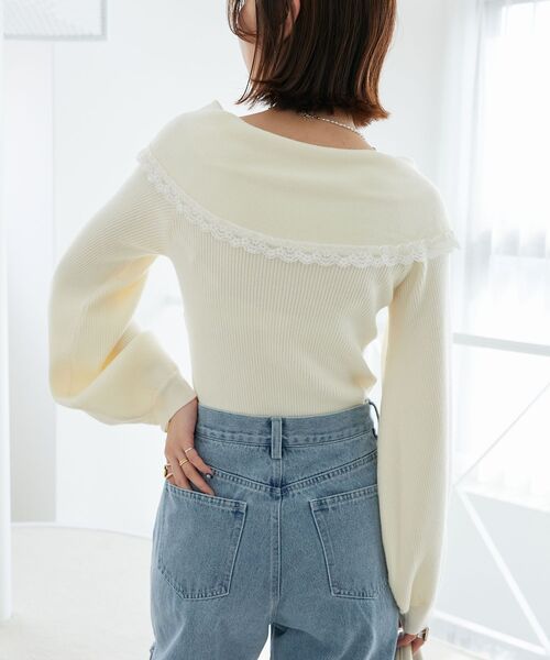 MAJESTIC LEGON（マジェスティックレゴン）の「レースカラー2WAYニット（ニット/セーター・レディース・ブラック/グレー/アイボリー・MEDIUM）」の11枚目の写真