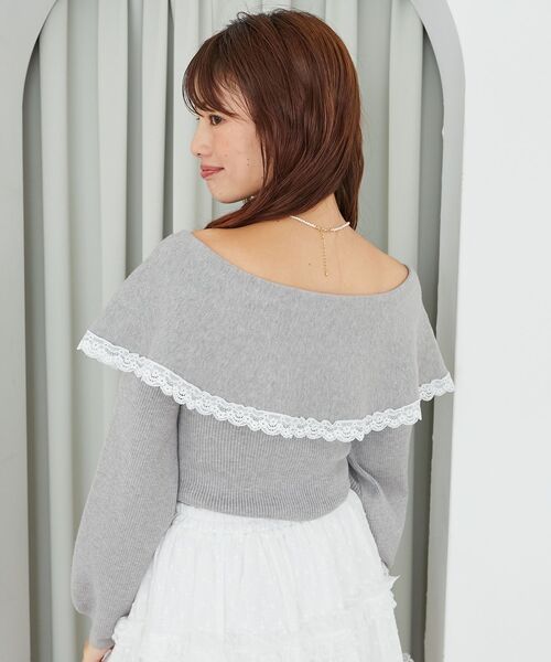 MAJESTIC LEGON（マジェスティックレゴン）の「レースカラー2WAYニット（ニット/セーター・レディース・ブラック/グレー/アイボリー・MEDIUM）」の17枚目の写真