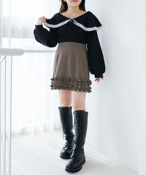 MAJESTIC LEGON（マジェスティックレゴン）の「レースカラー2WAYニット（ニット/セーター・レディース・ブラック/グレー/アイボリー・MEDIUM）」の20枚目の写真