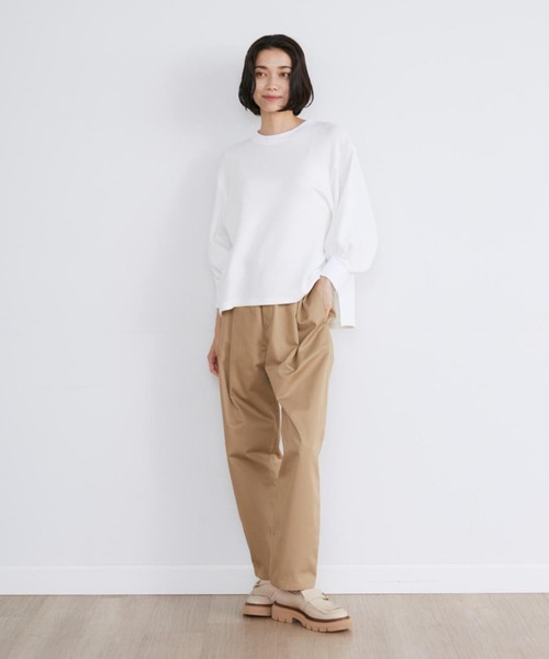 YVON（イヴォン）の「サーマルギャザースリーブプルオーバー（Tシャツ/カットソー・レディース・オフホワイト/ネイビー・9号）」の3枚目の写真