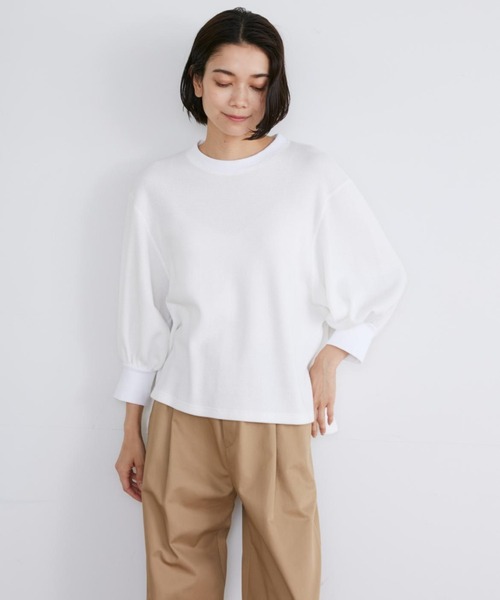YVON（イヴォン）の「サーマルギャザースリーブプルオーバー（Tシャツ/カットソー・レディース・オフホワイト/ネイビー・9号）」の7枚目の写真