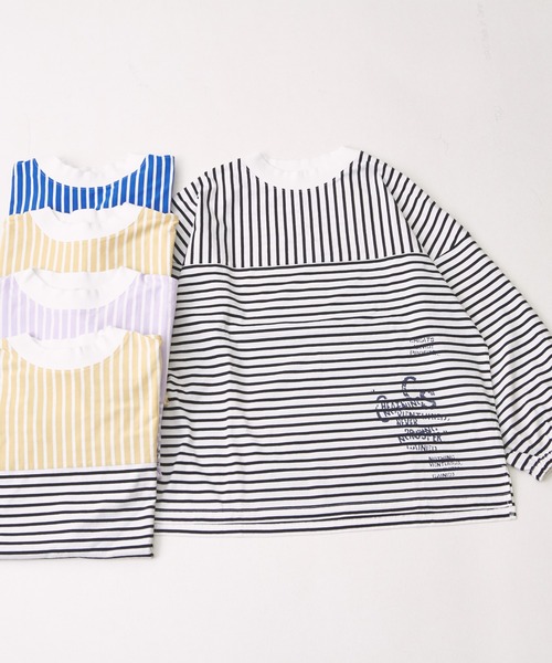 CUBE SUGAR(キューブシュガー)の「先染めボーダーカットソーパフスリーブプルオーバー(Tシャツ/カットソー・レディース・マルチ/ホワイト/ラベンダー/イエロー/ブルー・M)」の13枚目の写真