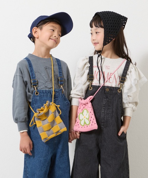 CIAOPANIC TYPY(チャオパニックティピー)の「【2025年S/S新作】【KIDS】アソート柄ニット巾着BAG(ハンドバッグ・キッズ・ピンク/グリーン/グレー/ブラック・ONE SIZE)」の9枚目の写真