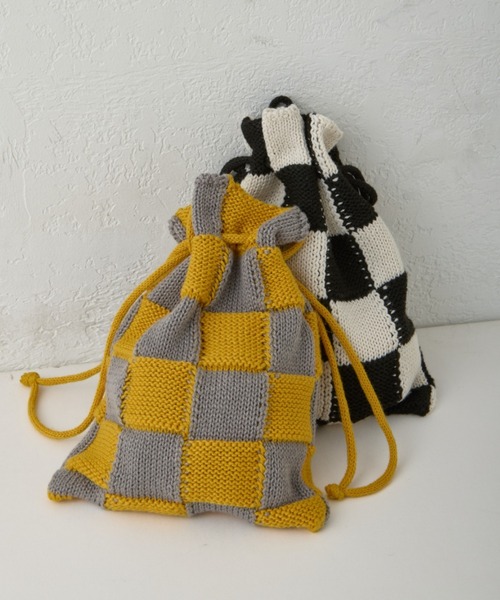 CIAOPANIC TYPY(チャオパニックティピー)の「【2025年S/S新作】【KIDS】アソート柄ニット巾着BAG(ハンドバッグ・キッズ・ピンク/グリーン/グレー/ブラック・ONE SIZE)」の6枚目の写真