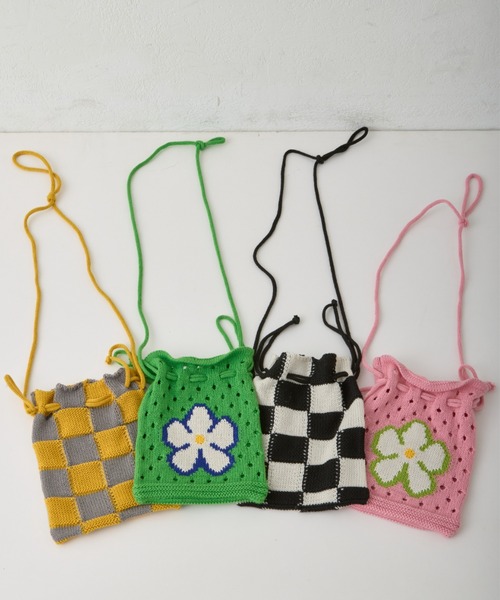 CIAOPANIC TYPY(チャオパニックティピー)の「【2025年S/S新作】【KIDS】アソート柄ニット巾着BAG(ハンドバッグ・キッズ・ピンク/グリーン/グレー/ブラック・ONE SIZE)」の20枚目の写真