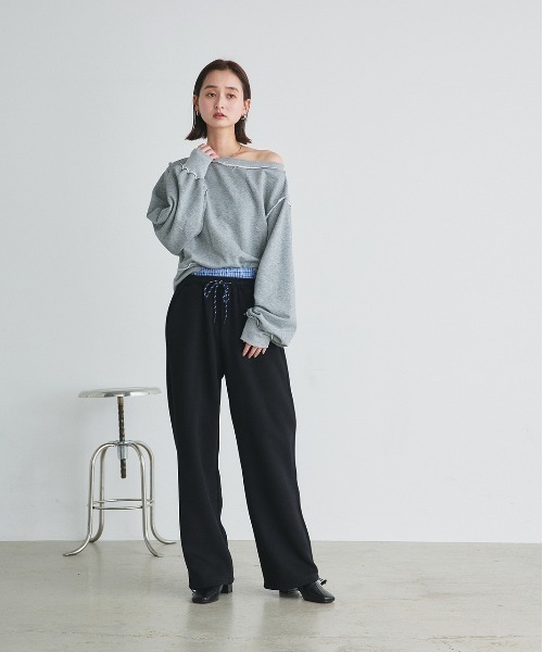 ad thie（アドティエ）の「ダブルウエスト スウェットパンツ（スウェットパンツ・レディース・ブラック/杢グレー・FREE）」の4枚目の写真