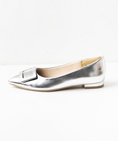 attagirl（アタガール）の「スクエアバックルフラットシューズ（パンプス・レディース・シルバー/アイボリー/ブラック/ベージュ/ガンメタ/ブラック系その他・24.5cm/24.0cm/23.5cm/23.0cm/22.5cm/22.0cm/25.5cm/25.0cm）」の16枚目の写真
