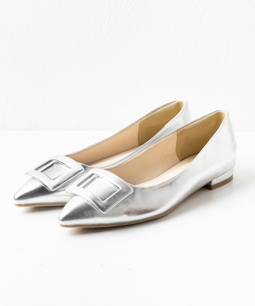 attagirl（アタガール）の「スクエアバックルフラットシューズ（パンプス・レディース・シルバー/アイボリー/ブラック/ベージュ/ガンメタ/ブラック系その他・24.5cm/24.0cm/23.5cm/23.0cm/22.5cm/22.0cm/25.5cm/25.0cm）」の10枚目の写真