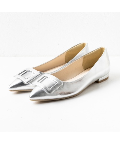 attagirl（アタガール）の「スクエアバックルフラットシューズ（パンプス・レディース・シルバー/アイボリー/ブラック/ベージュ/ガンメタ/ブラック系その他・24.5cm/24.0cm/23.5cm/23.0cm/22.5cm/22.0cm/25.5cm/25.0cm）」の12枚目の写真