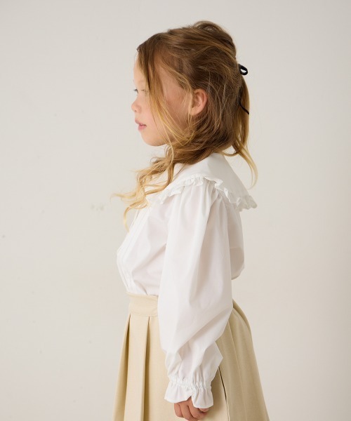 riziere(リジェール)の「ピンタックフリルカラーブラウス(シャツ/ブラウス・キッズ・ホワイト・150/140/130/120/110/100/90)」の7枚目の写真