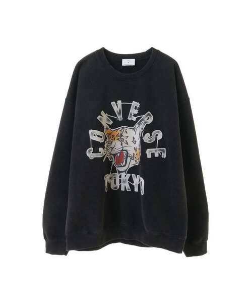 CONVERSE TOKYO（コンバーストウキョウ）の「PIGMENT DYE JAGUAR CONSTELLATION SWEAT（スウェット・レディース・ブラック/杢グレー/イエロー・SMALL/MEDIUM）」の2枚目の写真