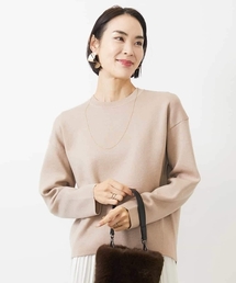 クルーネックラメニットプルオーバー