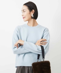 MICHEL KLEIN - 【MICHEL KLEIN】ミッシェルクラン セーター ニット トップス 長袖 38 グレー クルーネックラメニットプルオーバー(ニット・セーター