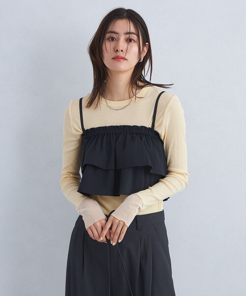 green label relaxing（グリーンレーベルリラクシング）の「チュール ドッキング シアー プルオーバー（Tシャツ/カットソー・レディース・ピンク/イエロー/オフホワイト/ブラック・FREE）」の11枚目の写真