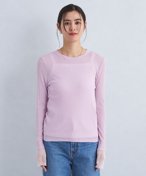 green label relaxing（グリーンレーベルリラクシング）の「チュール ドッキング シアー プルオーバー（Tシャツ/カットソー・レディース・ピンク/イエロー/オフホワイト/ブラック・FREE）」の17枚目の写真